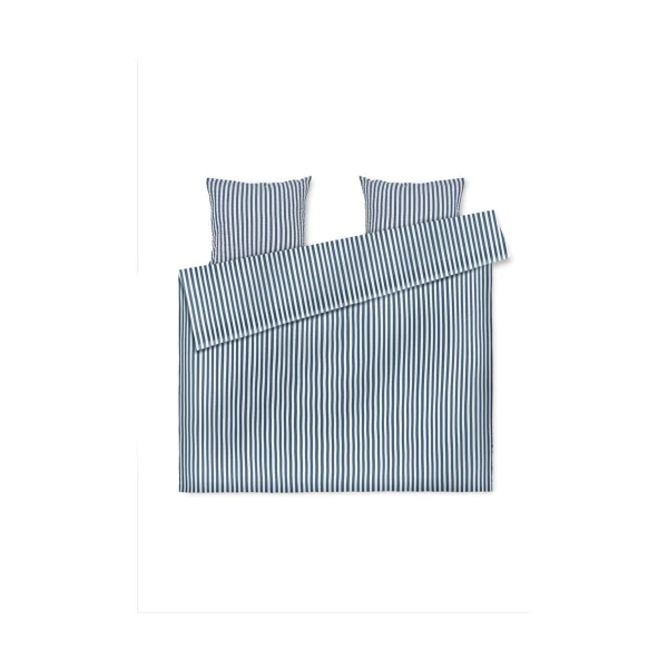 Juna Bæk&Bølge Lines set de lit 220x220 cm Bleu foncé-blanc