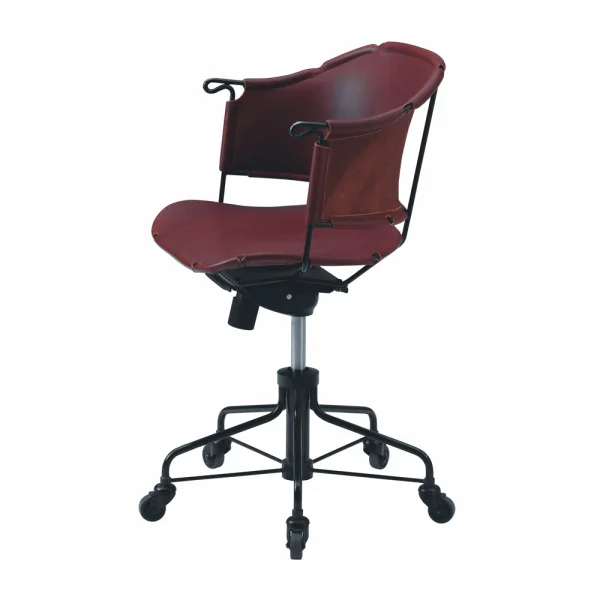 Källemo Chaise de bureau Sheriff Cuir Tärnsjö brun-piètement noir laqué