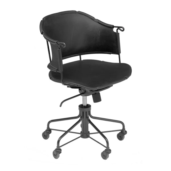 Källemo Chaise de bureau Sheriff Cuir Tärnsjö noir-piètement noir laqué