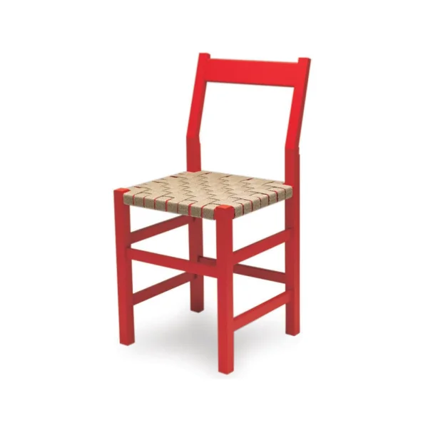 Källemo Chaise Schablon Sangle naturelle-piètement rouge