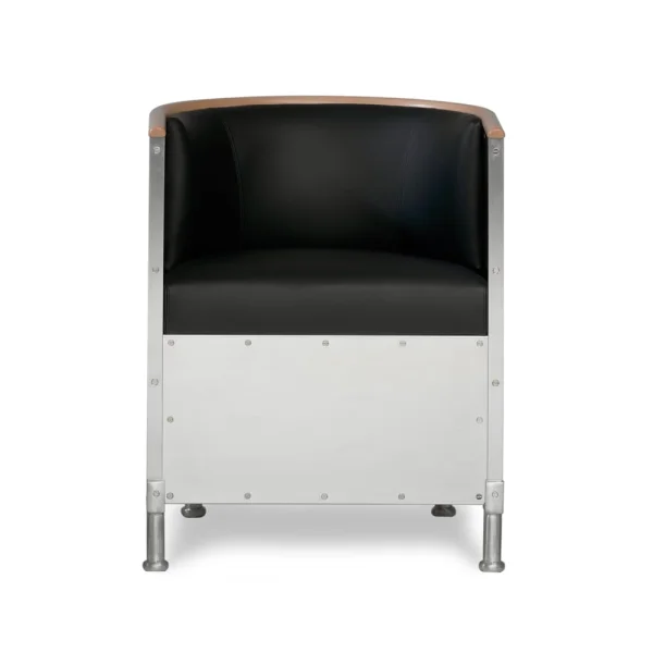 Källemo Fauteuil aluminium brossé mat Cuir Tärnsjö noir-noyer