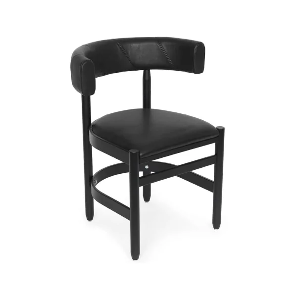 Källemo Fauteuil Botero Cuir Tärnsjö 8175 noir-piètement frêne noir