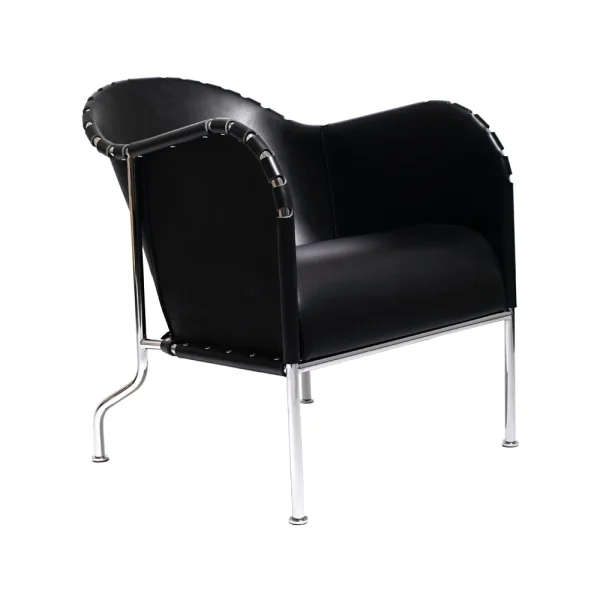 Källemo Fauteuil Bruno Cuir pleine fleur noir-chrome