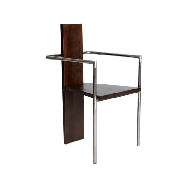 Källemo Fauteuil Concrete Frêne teinté noyer-piètement acier brut