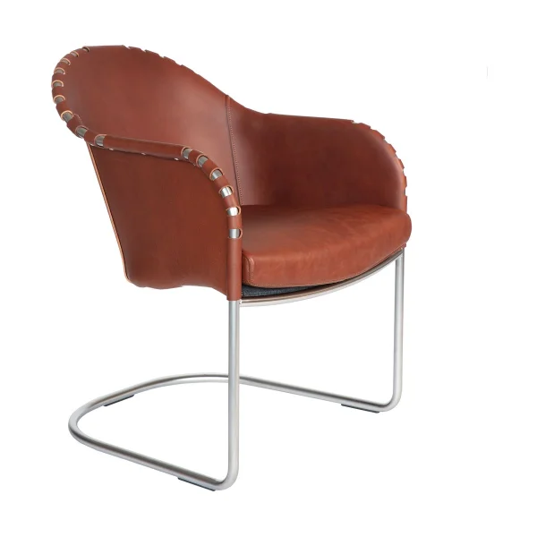 Källemo Fauteuil Star Cuir brun vintage-chrome mat
