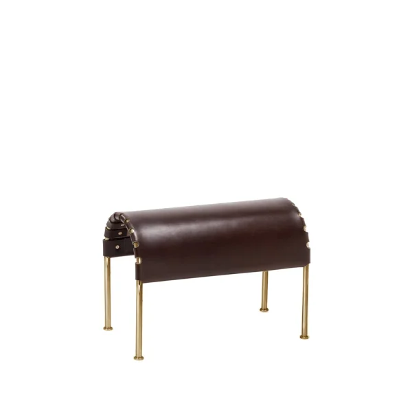 Källemo Pouf Bruno Cuir pleine fleur brun cigare-piètement laiton