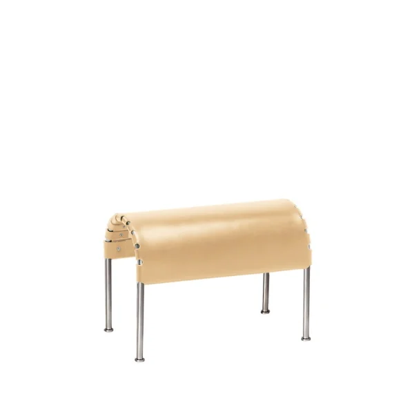 Källemo Pouf Bruno Cuir pleine fleur naturel-piètement chrome