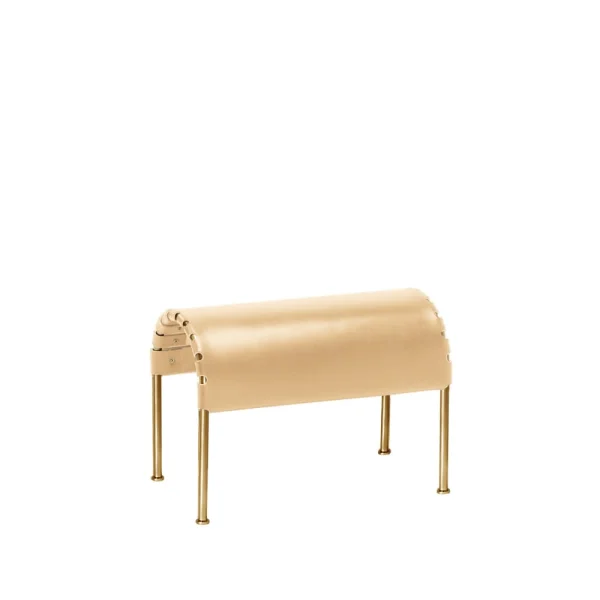 Källemo Pouf Bruno Cuir pleine fleur naturel-piètement laiton