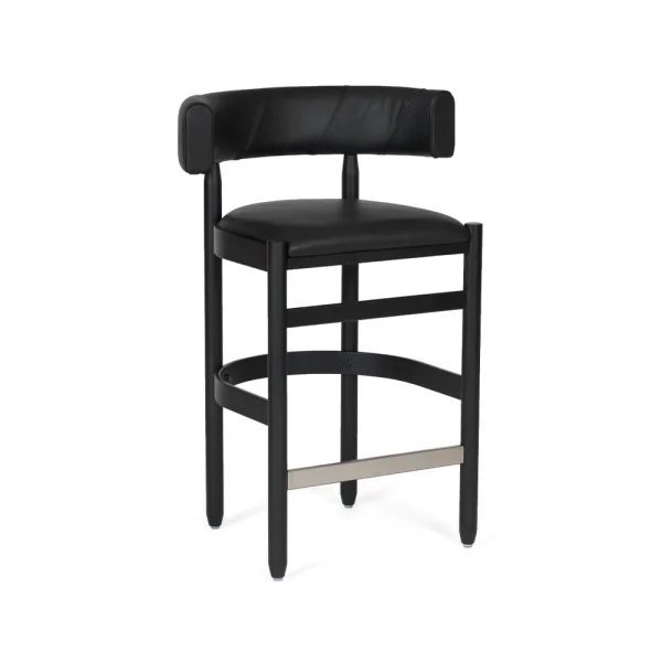 Källemo Tabouret de bar Botero Cuir Tärnsjö noir-chêne laqué noir