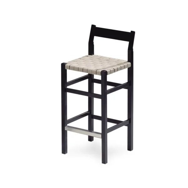 Källemo Tabouret de bar Schablon Sangle naturelle-piètement noir