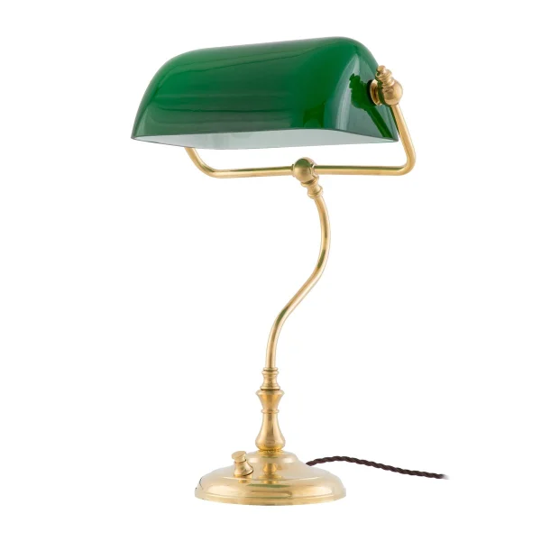 Karlskrona Lampfabrik Lampe Lampe de table Bankir Laiton-vert