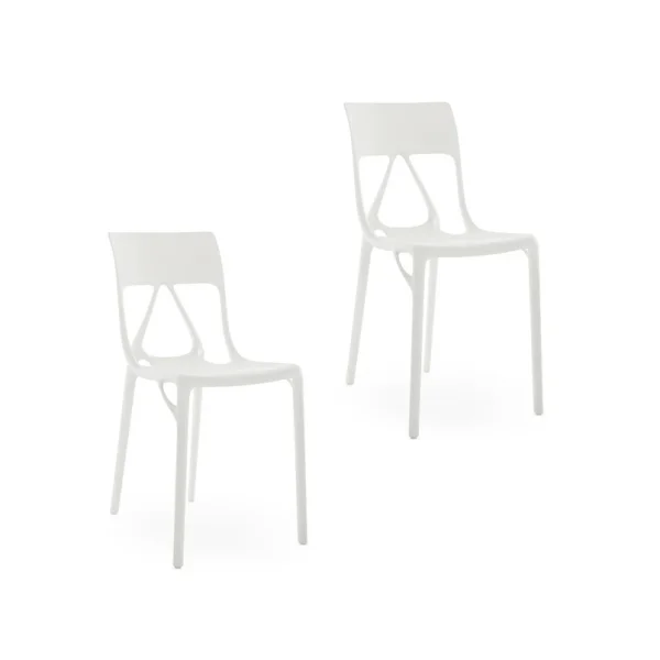 Kartell - Chaises A.I. Lite, blanches, hauteur 80 cm, lot de 2