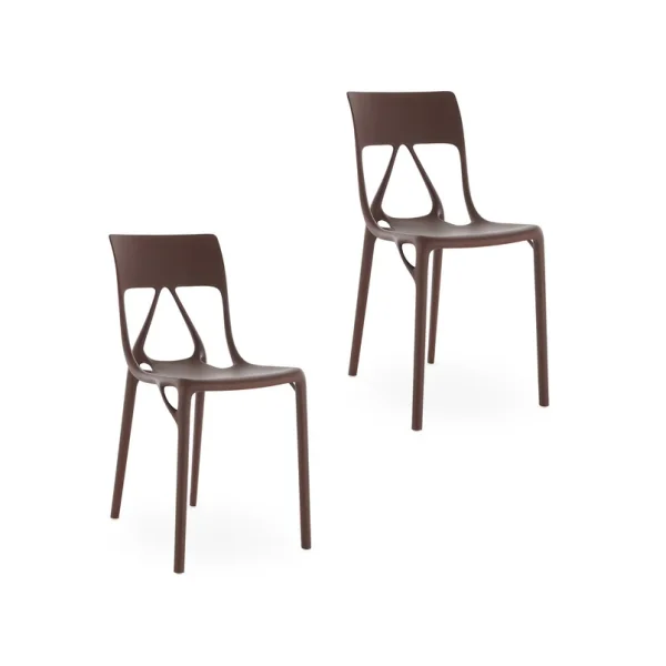 Kartell - Chaises A.I. Lite, marron, hauteur 80 cm, lot de 2