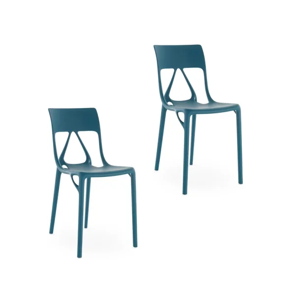 Kartell - Chaises A.I. Lite, pétrole, hauteur 80 cm, lot de 2