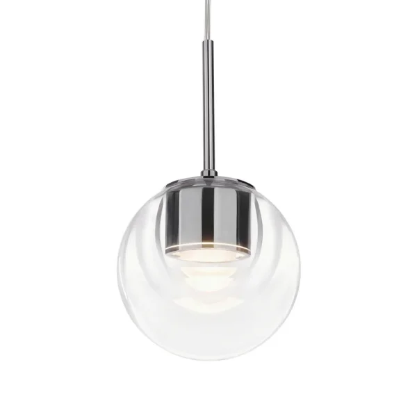 kdln - Suspension LED Dew, couleur chrome, à 1 lampe, Ø 11 cm
