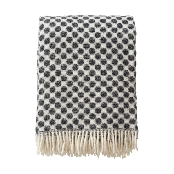 Klippan Yllefabrik Plaid en laine Gotland dots 130x200 cm Blanc-noir