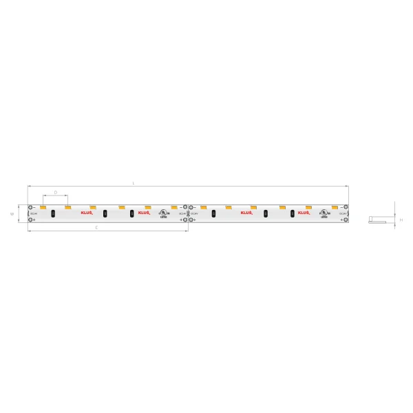 Klus Bande LED - largeur 0,5cm, longueur 500cm - 24Vdc - dimmable - 4,5W LED dimmable par mètre - 60 LED par mètre - 2700K
