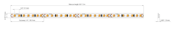 Klus Bande LED - largeur 0,5cm, longueur 500cm - 24Vdc - dimmable - 9,3W LED par mètre - 193 LED par mètre - IP20 - 4000K