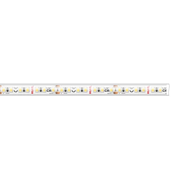 Klus Bande LED - largeur 1cm, longueur 500cm - 24Vdc - dimmable - 9,6W LED par mètre - 140 LED par mètre - IP65 - 3000K