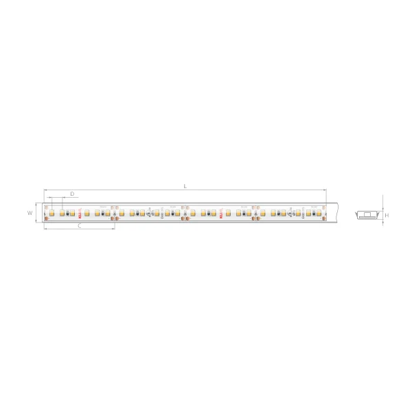 KLUS Bande LED - largeur 1cm, longueur 500cm - 24Vdc - dimmable - 9,6W LED par mètre - IP65 - 2700K