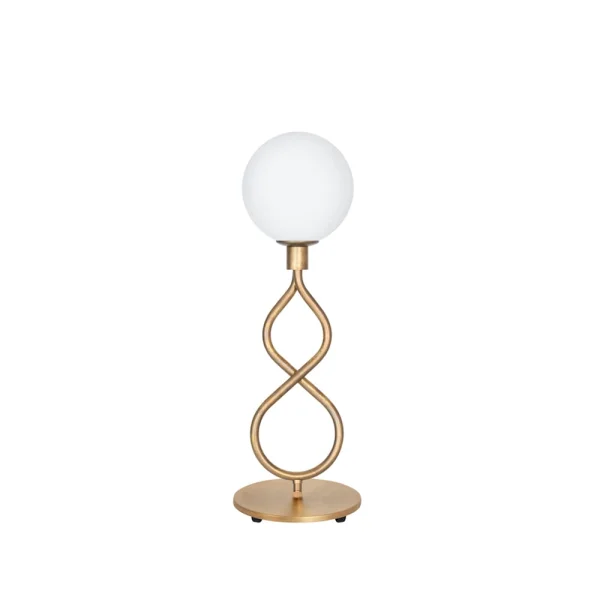 Konsthantverk Lampe de table Eld Klot laiton brut, blanc mat