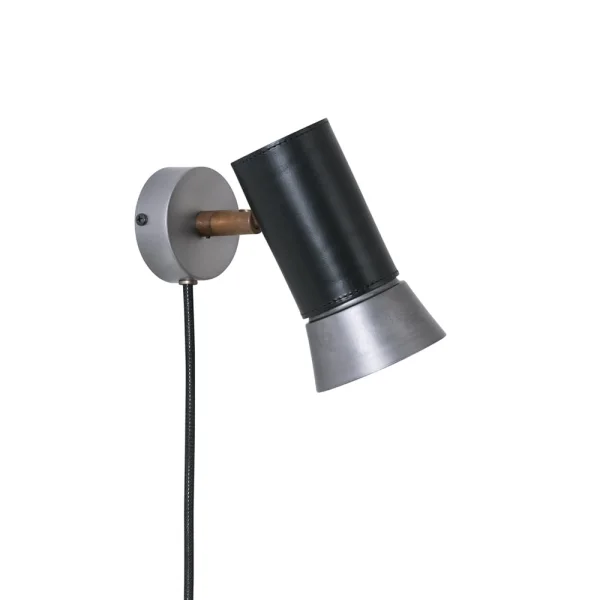 Konsthantverk Lampe murale Kusk fer brut/cuir noir