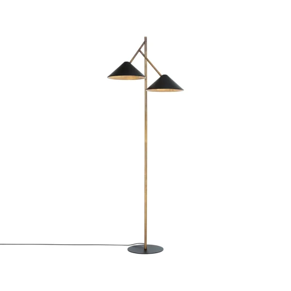 Konsthantverk Lampe sur pied Grenverk laiton brut/noir