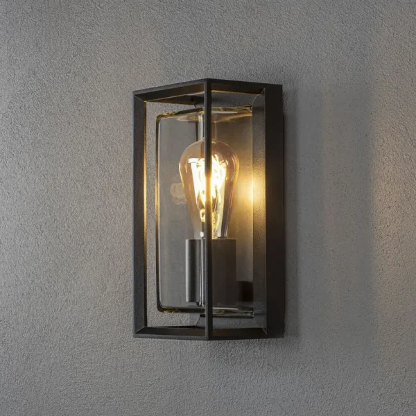 Konstsmide Brindisi - applique murale extérieure avec capteur - 13 x 12 x 26 cm - IP54 - noir