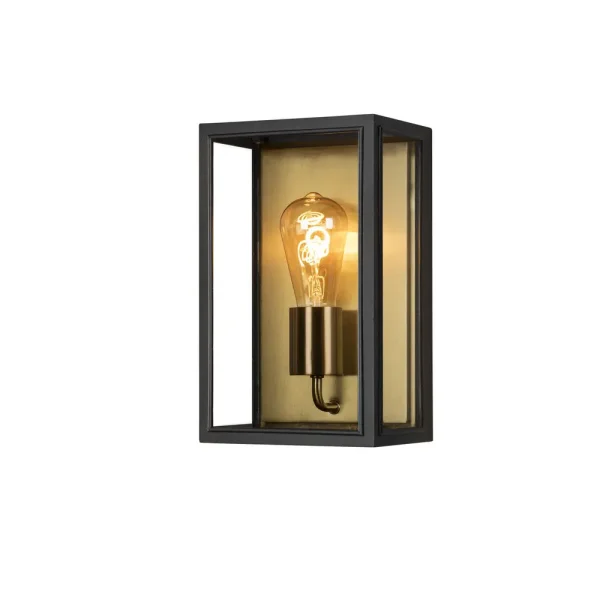 Konstsmide Capri - applique murale extérieure - 18 x 13,5 x 30 cm - IP44 - noir et laiton