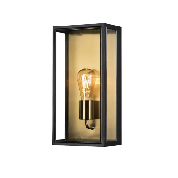 Konstsmide Capri Large - applique murale d'extérieur - 20,5 x 12,5 x 40 cm - IP44 - noir et laiton