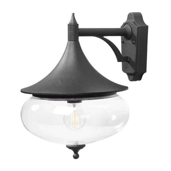 Konstsmide Libra - applique murale d'extérieur - 28 x 36 x 39,5 cm - IP23 - noir mat et transparent