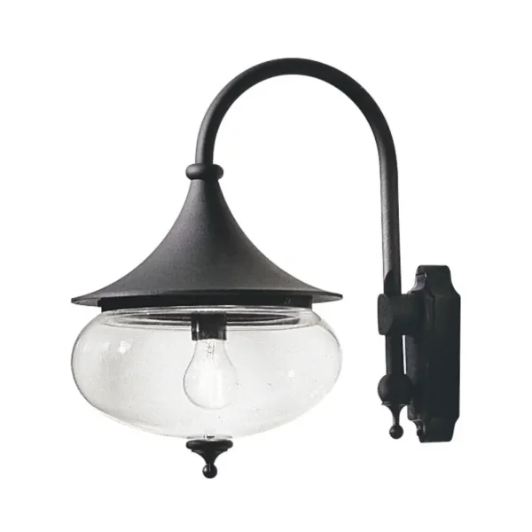 Konstsmide Libra Down – applique murale extérieure – 28 x 41 x 44,5 cm – IP23 – noir mat et transparent