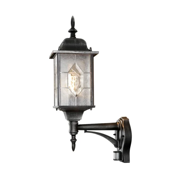 Konstsmide Milano Up – applique murale extérieure avec capteur – 16 x 29 x 53 cm – IP43 – noir