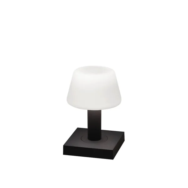 Konstsmide Monaco - lampe de table - 12,5 x 12,5 x 19 cm - 2,5W LED dimmable inclus - rechargeable - IP54 - gris foncé