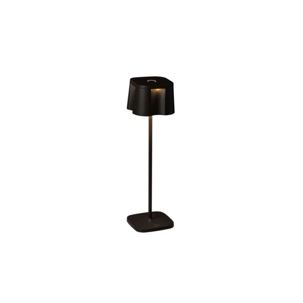 Konstsmide Nice - lampe de table extérieure sans fil avec station de charge - 10 x 10 x 36 cm - 2,2W LED dimmable inclus - IP54 - noir mat