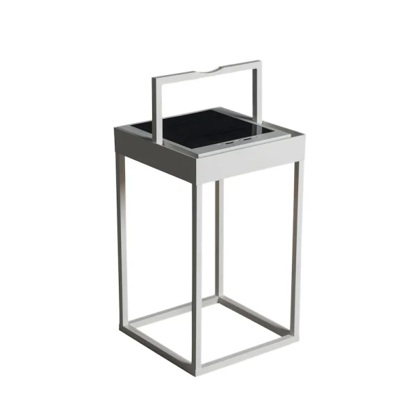 Konstsmide Portofino - lampadaire, lampe de table et lampe murale portable à énergie solaire avec port USB - 15,5 x 30 x 18,5 cm - 2,2W LED dimmable inclus - IP54 - blanc