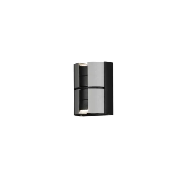 Konstsmide Vidar – applique murale extérieure – 14,5 x 14,5 x 19 cm – 10W LED dimmable inclus – IP44 – noir et argenté