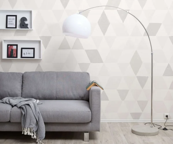 Lampadaire Big-Deal eco argent blanc pied en béton réglable en hauteur