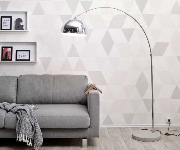 Lampadaire Big-Deal éco socle en béton argenté réglable en hauteur lampe à arc