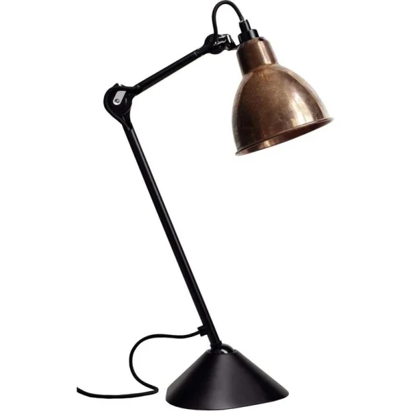 Lampe Gras - 205 Lampe de Table Noir/Cuivre Brut/Blanc