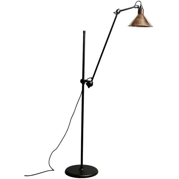 Lampe Gras - 215 Lampadaire Noir/Cuivre Brut/Blanc Lampe Gras