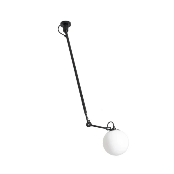 Lampe Gras - 302 L Plafonnier Ø250 Noir/Opale Verre