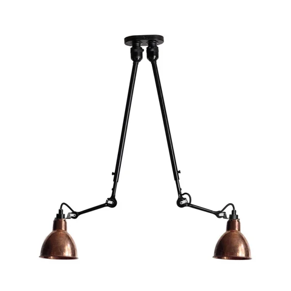 Lampe Gras - 302 Plafonnier Double Noir/Cuivre Brut