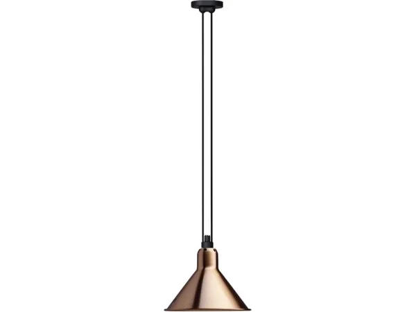 Lampe Gras - 322 L Suspension Conique Cuivre/Blanc
