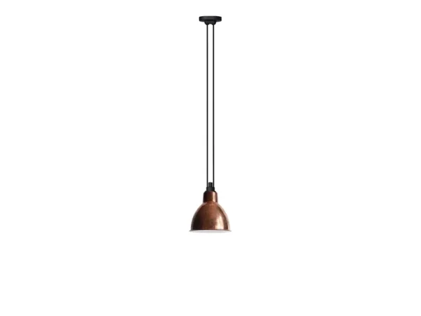 Lampe Gras - 322 L Suspension Round Raw Copper/White