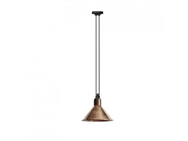 Lampe Gras - 322 XL Suspension Conical Raw Copper/White