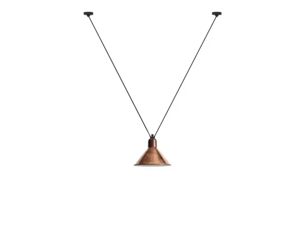 Lampe Gras - 323 L Suspension Conical Raw Copper/White