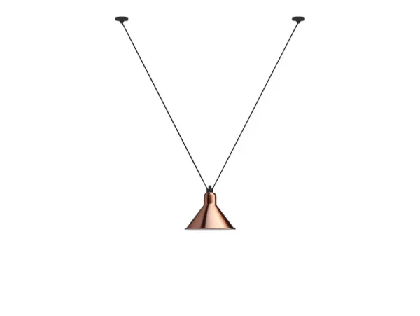 Lampe Gras - 323 L Suspension Conique Cuivre/Blanc