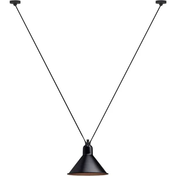 Lampe Gras - 323 L Suspension Conique Noir/Cuivre
