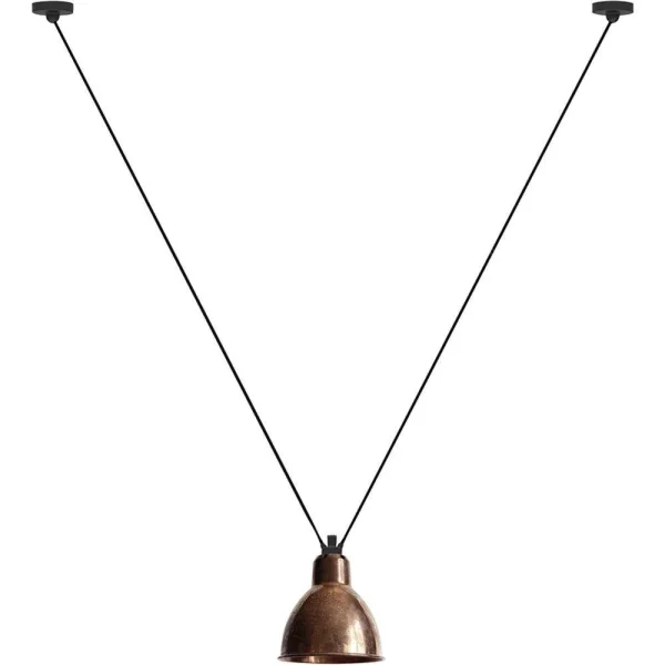 Lampe Gras - 323 L Suspension Round Raw Copper Lampe Gras